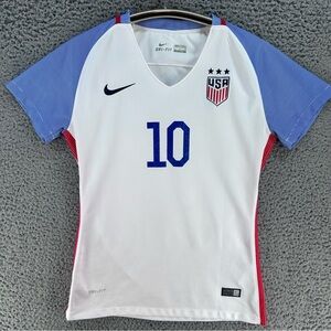 Nike USA Home Soccer Jersey Womens Large Carli Lloyd #10 White Dri-Fit Fitted
